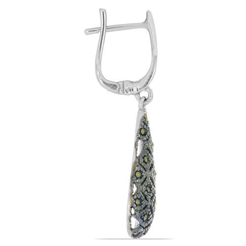 BUY 925 SILVER NATURAL AUSTRIAN MARCASITE GEMSTONE  EARRINGS